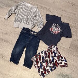 Striped Sweater and Graphic Tee with Jeans Set